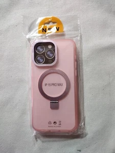 iPhone 15 Pro Max Case - Pink Translucent Matte MagSafe Kickstand Shockproof - Picture 1 of 5