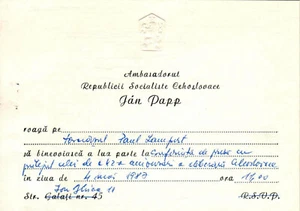 Romania, 1987, Vintage Press Conference Invitation - Embassy of Czechoslovakia - Picture 1 of 1