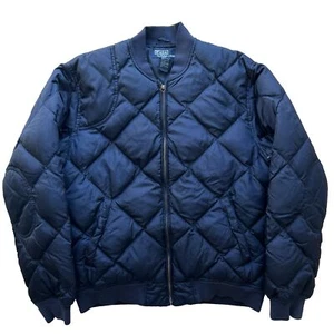 Vintage Polo Ralph Lauren Quilted Bomber Large Blue 90s Insulated Down Jacket - Picture 1 of 8