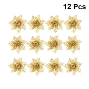 12 Pcs Künstliche Weihnachtsblumen Mann Glitzernde Glitzerblumen - Bild 1 von 11