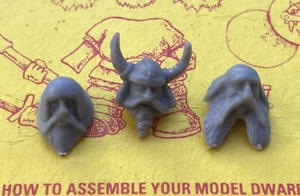 Cabezas enanas de psicostiro psicostirreno vintage de plástico temprano Citadel/GW década de 1980 x 3 - Imagen 1 de 3