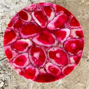 12"Round Red Agate Console Table Handmade Work Garden Furniture Centerpiece Deco - Picture 1 of 7
