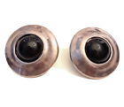 Macy's BARRA Sterling Silver EARRINGS VTG 1" Black Cabochon Clip On Button Style