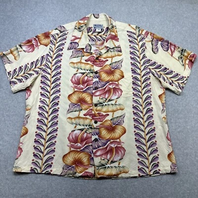 Camisa Hawaiana Kalakaua Vintage XXL Melocotón Floral Rayón Playa Cuello Lazo Aloha Foto 1 de 4
