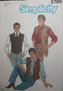 Simplicity 5780 Mens Vest 40 Sewing Pattern Envelope Damage - Picture 1 of 4