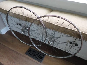 Vintage Road Clincher Wheel Set 27” x 1¼” with Serrated Braking Surfaces - Picture 1 of 10