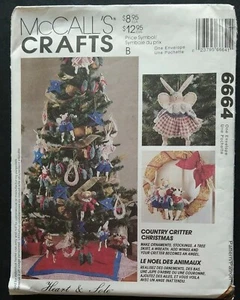 McCalls Crafts 6664 Country Critter Christmas Ornament Stocking Tree Skirt Uncut - Picture 1 of 2