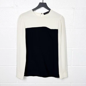 Proenza Schouler Top Colorblock Langarm Bluse Damen 6 schwarz elfenbein - Bild 1 von 8