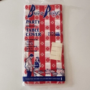 Vtg BreezProof Reuseable Party Table Cover 54x96 in. Plastic Made in USA - Picture 1 of 4