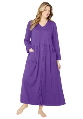 Only Necessities Plus Size Long Snap-Front Knit Lounger - Image 1 of 4