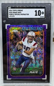 Drake Maye 2024 Topps Chrome Rookie Purple Speckle /275 SGC 10 Gem Mint Patriots - Picture 1 of 6