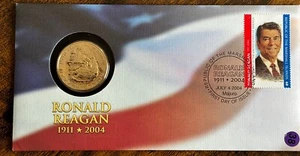 2004 Ronald Reagan U.S Mint Bronze Medal Layered in 24K Gold By Fleetwood - Picture 1 of 5