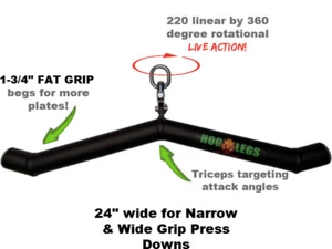 HOG LEGS HAM BONE 1-3/4" 30 Degree Fat Triceps Bar Cable Attachment - Picture 1 of 6
