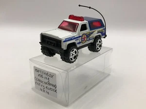 MATCHBOX MB129 CHEVY BLAZER 4X4 POLICE -WHITE+BLUE 3inch- GOOD CONDITION - 364 - Picture 1 of 6
