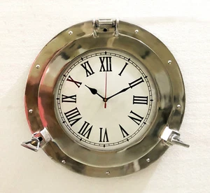Antiguo reloj de pared náutico de latón marino de 15" decoración del hogar - Imagen 1 de 5
