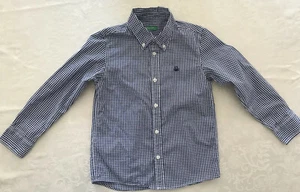 United Colors Of Benetton Blue & White Check Gingham Dress Shirt Boy S 6-7 120cm - Picture 1 of 9