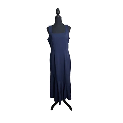 Vestido midi sin mangas Sharagano New York talla 10 azul marino nuevo con etiquetas $99 Foto 1 de 4