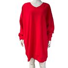 Zenana Outfitters Tunic Top SweatShirt Sweater Dress Size 2X Red Fleece Lined