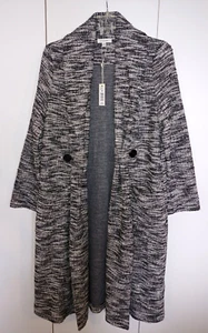 MAX STUDIO LADIES BLACK/IVORY OPEN FASHION COAT-M-NWT-$158.-CUTE-POLY/COTTON - Picture 1 of 6