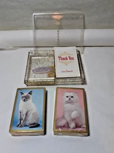 Vtg STANCRAFT DOUBLE DECK Cat Persian Lucite Glitter Case CARDS NEW SEALED - Picture 1 of 7