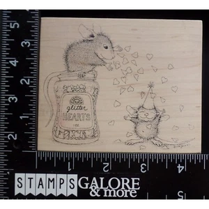 STAMPA ROSA RUBBER STAMPS HOUSE MOUSE 87 GLITTER HEARTS VALENTINES LOVE #976 - Picture 1 of 2