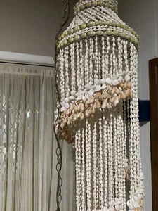 Teardrop Seashell Chandelier Hanging Lamp Plastic Mood Light Dim - Picture 1 of 15