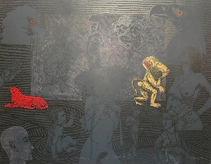 Nelson Villalobo, 1988  El mono de Oro  1/51 Serigraphy  20"x 25 1/2” Cuban Art - Picture 1 of 7
