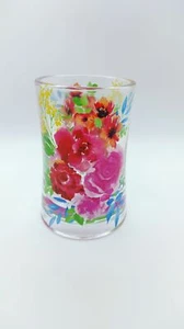 Sora Floral Burst Glass Tumbler 6.7oz replacement cup pink orange green blue - Picture 1 of 6