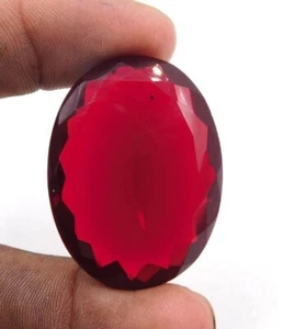 Lab Grown Garnet 2 Pieces 40x30mm Oval Faceted For Making Jewelry - Picture 1 of 1