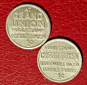 1c GRAN UNION Supermarket USDA FOOD STAMP Token PUERTO RICO Ficha Cupones 1974-9 - Picture 1 of 13