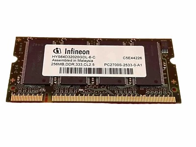 Memoria Portátil Infineon 256MB DDR 333 CL2 5 HYS64D32020GDL-6-C Hardware Retro - Imagen 1 de 3