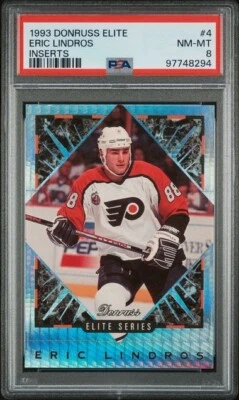 1993 Donruss ERIC LINDROS Flyers Insert ELITE Series 7424/10000 Card 4 PSA 8 - Image 1 of 2