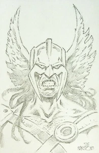 HAWKMAN DC Comics DAN PARSONS Firmado a Mano Lápices 5""x7"" ARTE DE CONVENCIÓN - Imagen 1 de 3