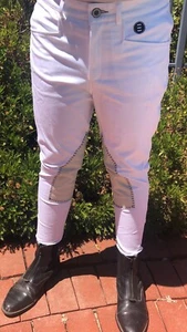  Renard et Cheval Mens Horse Riding Breeches Tan 34 inch waist White & Tan - Picture 1 of 14