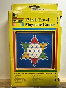 VINTAGE 1993 PAVILION TRAVEL MAGNETIC 12 in 1 GAMES (missing 2 blue pawns) - Picture 1 of 8