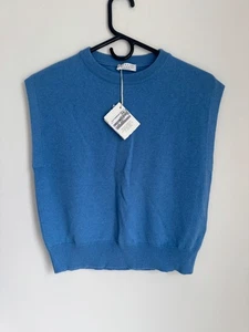 NWT Brunello Cucinelli Sweater Vest Blue Women's S 38D 100% Cashmere M12170200 - Picture 1 of 9