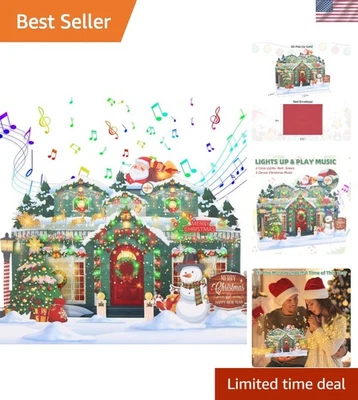 Cartão de Natal pop-up, design de casa animado em 3D, papel jumbo saudação gigante de Natal - Imagem 1 de 4