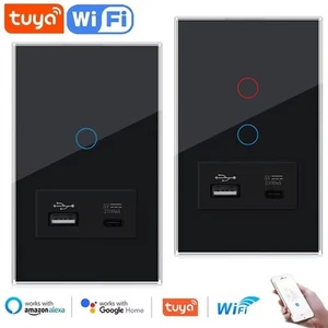 Tuya Interruttore Touch Nero Multifunzione con USB e Type-C Smart WiFi Alexa - Imagen 1 de 11