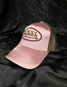 Von Dutch Hat Cap Snap Back Pink Brown Trucker Mesh Patch Embroidered Mens USA - Picture 1 of 5
