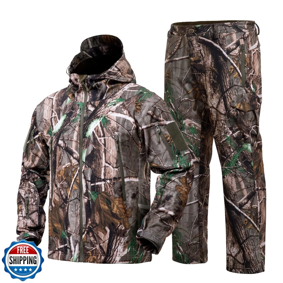 YEVHEV Quiet Hunting Clothes Suit Clothing Gear Camouflage Hoodie Jacket Pant - Image 1 of 4