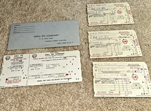 1963 SHELL OIL Co. - 3 Credit Card Receipts / Data Punch Card / Envelope (#2) - Picture 1 of 6