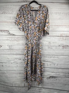 Vince Dress Womens 1X Violet Floral Surplice Midi Belted Rayon Polyester NWT - Picture 1 of 11