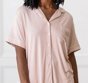 Cozy Earth Women’s Bamboo  Pajama, Blush, Short Sleeve Shirt, Tall Pant, XXL - Picture 1 of 2