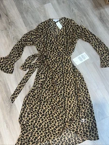 Vestido envolvente transparente de leopardo Lucía Never Fully Dressed talla 8 marrón pequeño - Imagen 1 de 6