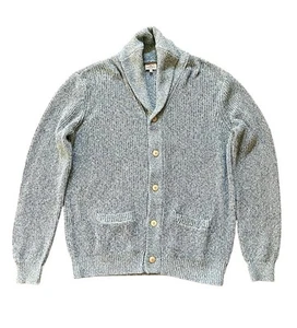 Cardigan Faherty uomo XL cotone marmorizzato cashmere blu collo sciallato maglione grosso - Foto 1 di 11