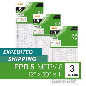 (3-Pack) 12x20x1 Air Filter Pleated MERV 8 Furnace AC Filtro de aire Plisados - Picture 1 of 12
