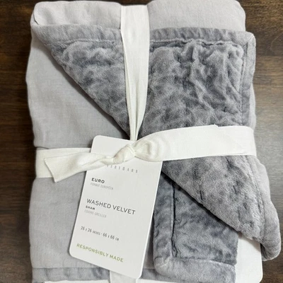 FALSA ACOLCHADA ARTESANAL DE TERCIOPELO LAVADO GRANERO DE CERÁMICA, EURO ~ AZUL SOMBRA Foto 1 de 4