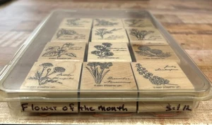 2001 STAMPIN' UP! Blume des Monats Holzstempel 12er Set - Bild 1 von 5