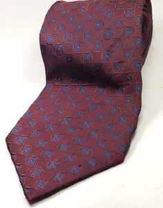 HARRY ROSEN Vintage Handmade in ITALY 100% Silk Tie Men's Burgundy Red Blue NEW - Picture 1 of 4