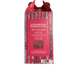 Bath & Body Works Strawberry Snowflakes 3 Piece Travel Size Gift Set - Picture 1 of 5